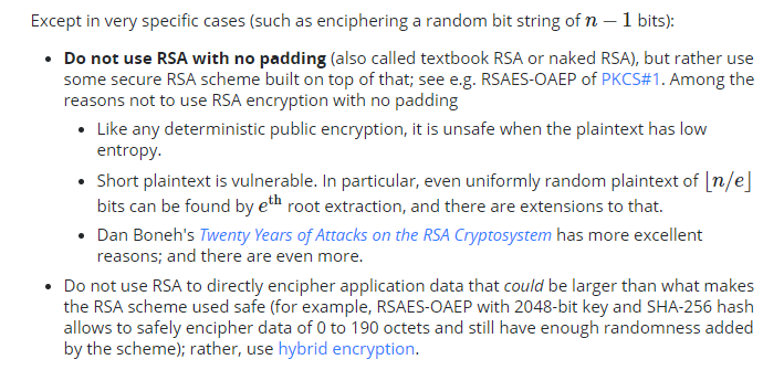 Do Not use RSA